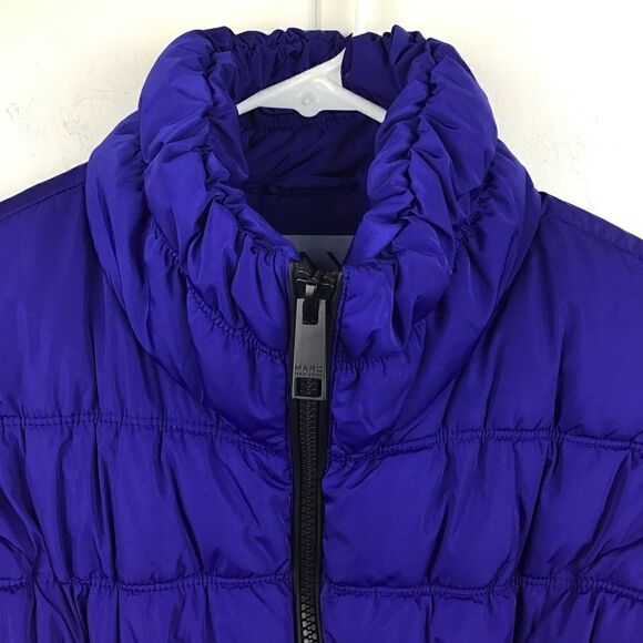 Andrew Marc Puffer Vest Faux Leather Blue & Black, Size Large - Picture 4 of 8